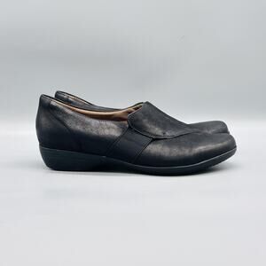 Dansko Shoes Womens 9.5 Black Leather Slip On Loafers Comfort Walking Casual